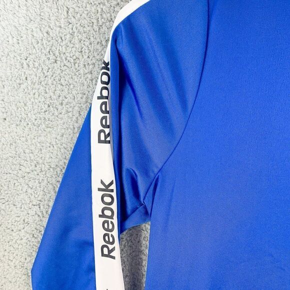 Reebok Track Jacket Mens Extra Large Blue Windbreaker Run Gym Spell Out Full Zip - Picture 7 of 11